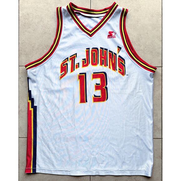 Felipe LOPEZ St John's Red Storm 90s STARTER jersey L white NCAA basketball vtg - Picture 3 of 11